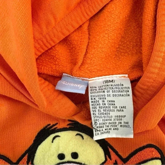 Y2K Disney Tigger Hoodie Hooded Fleece Sweatshirt Jacket Size 18M - Picture 5 of 5